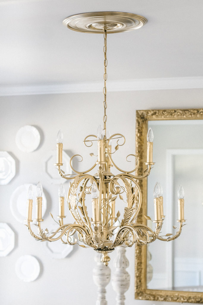 DIY Gold Spray Painted Chandelier - Home and Hallow